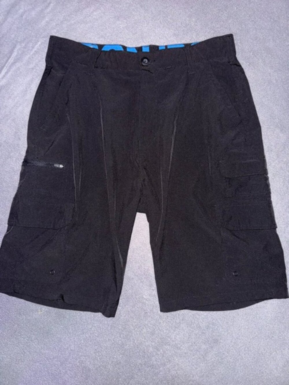 Men’s Iron Co Black Cargo Performance Shorts 32 Lightweight